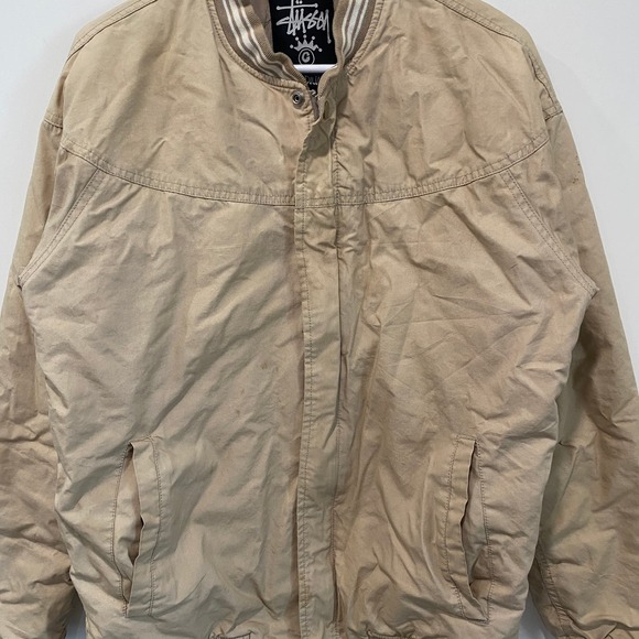 Stussy Khaki Bomber Jacket Men's Medium y2k skate surf - Picture 2 of 13